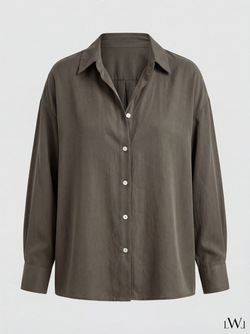 Modal V-Neck Khaki Classic Shirt