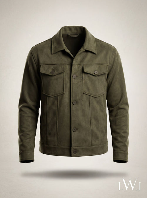 Suede Scuba Four-Pocket Regular Fit Men's Jacket