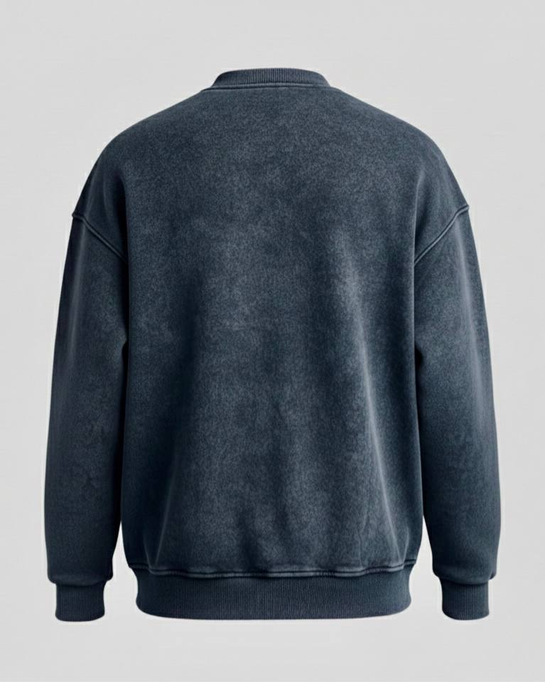 Yıkamalı Şardonlu Sweatshirt Siyah