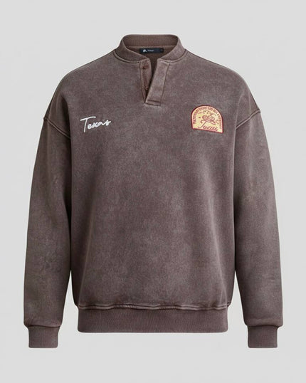 Yıkamalı Şardonlu Sweatshirt Kahverengi