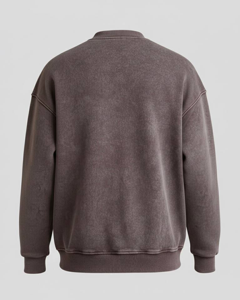 Yıkamalı Şardonlu Sweatshirt Kahverengi