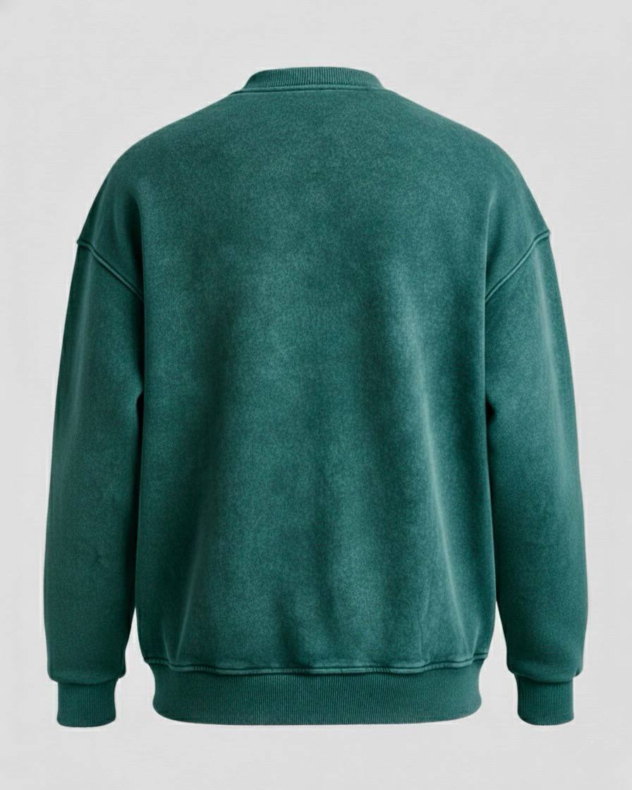 Yıkamalı Şardonlu Sweatshirt Yeşil