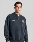 Yıkamalı Şardonlu Sweatshirt Siyah