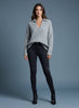 Pinterest Tarzı Gri V Yaka Polo Yaka Saç Örgü Oversize Triko Kazak