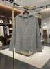 Pinterest Tarzı Gri V Yaka Polo Yaka Saç Örgü Oversize Triko Kazak