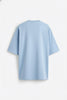 Buz Mavi Oversize Tişört – Relax Fit, Asimetrik Dikişli Modern Erkek T-Shirt