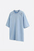 Buz Mavi Oversize Tişört – Relax Fit, Asimetrik Dikişli Modern Erkek T-Shirt