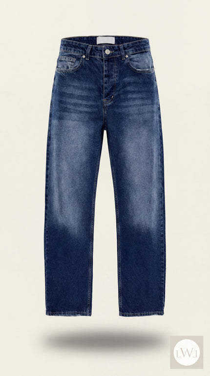 Baggy Model Taşlamalı Regular Fit Jean Pantolon - Mavi