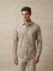 OVERSIZE EFEKTLİ KADİFE GÖMLEK KREM