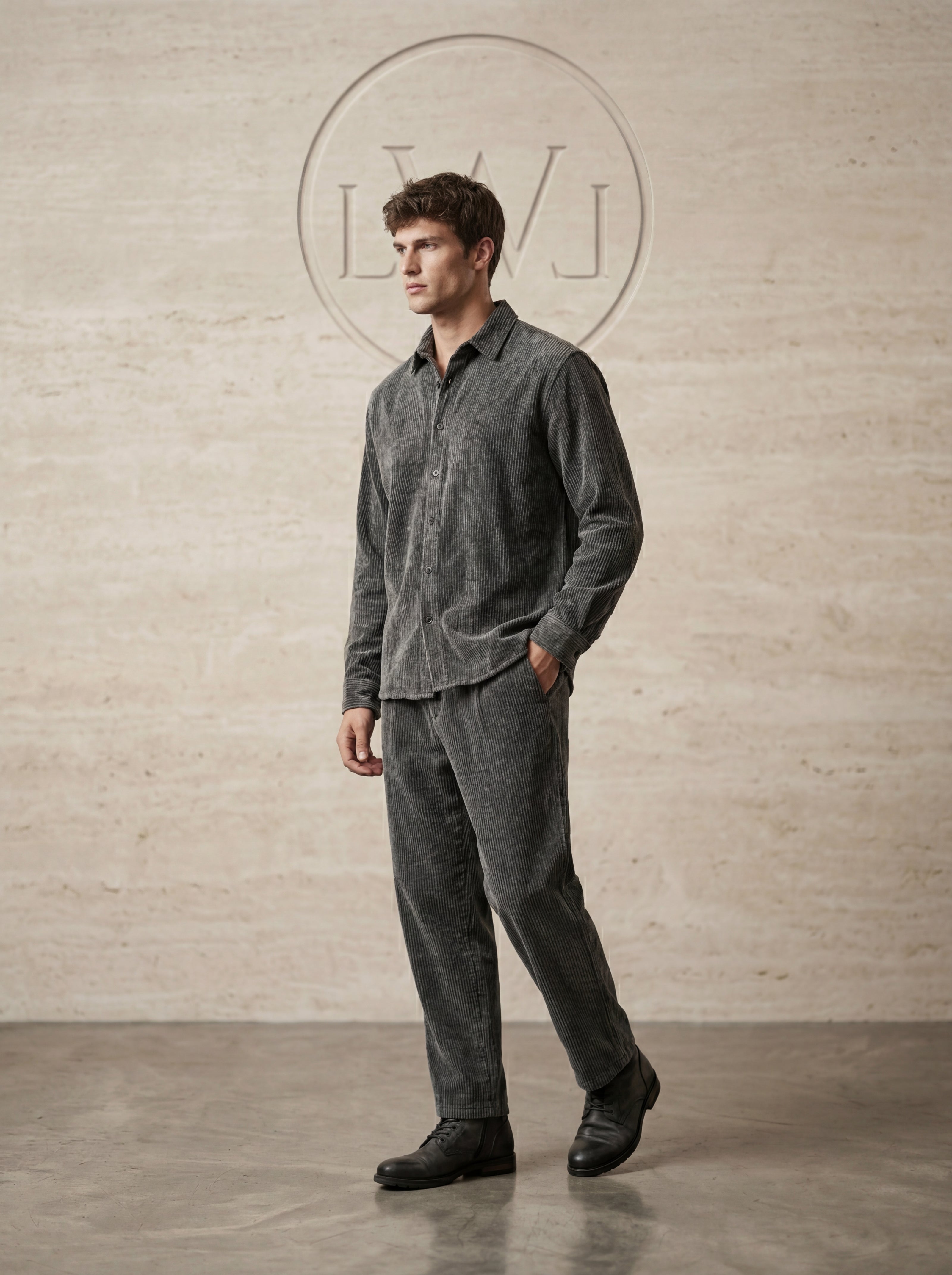 OVERSIZE EFEKTLİ KADİFE GÖMLEK ANTRASİT