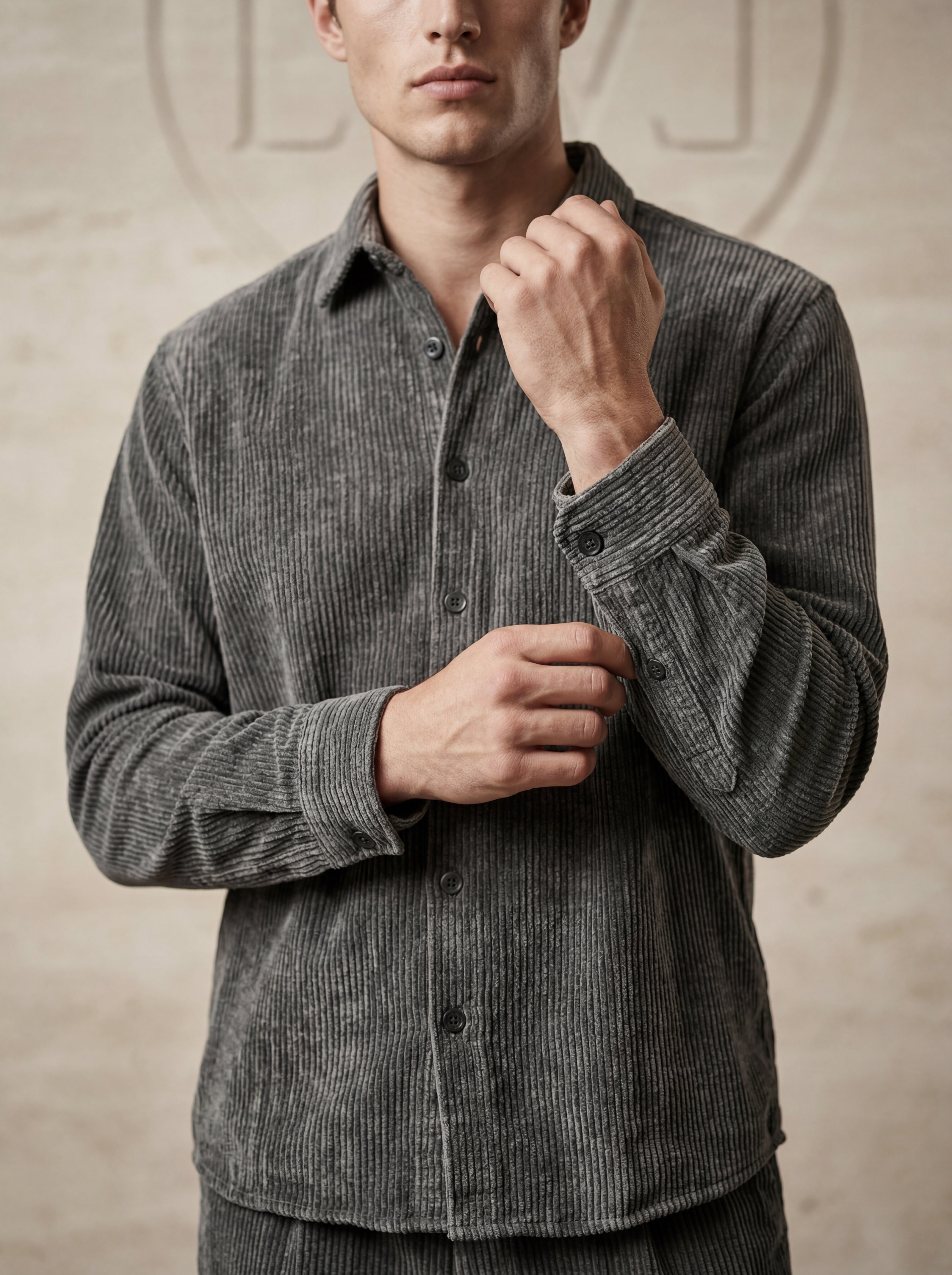 OVERSIZE EFEKTLİ KADİFE GÖMLEK ANTRASİT