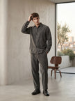 OVERSIZE EFEKTLİ KADİFE GÖMLEK ANTRASİT