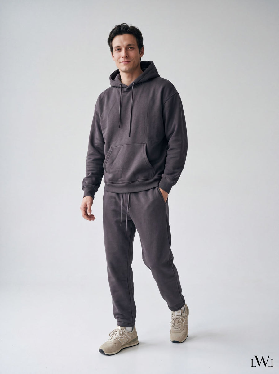 Erkek İçi Şardonlu Kışlık Hoodie | Sıcak Tutan Kanguru Cepli Sweatshirt