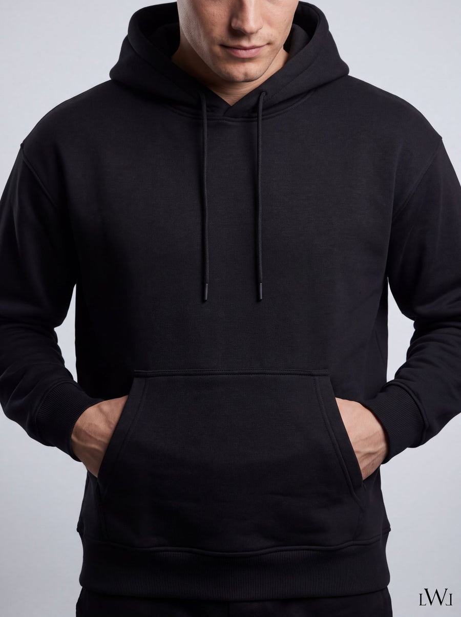 Erkek İçi Şardonlu Kışlık Hoodie | Sıcak Tutan Kanguru Cepli Sweatshirt