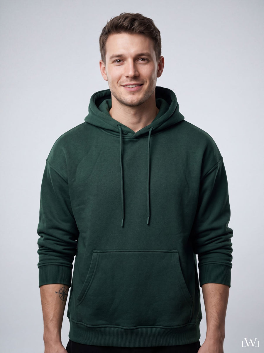 Erkek İçi Şardonlu Kışlık Hoodie | Sıcak Tutan Kanguru Cepli Sweatshirt