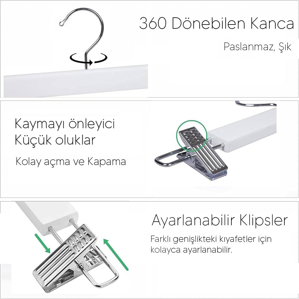 5 Adet Ahşap Pantolon & Etek Askısı