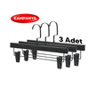 3 Pieces Matte Black Rubber Coated Trouser and Skirt Hangers
