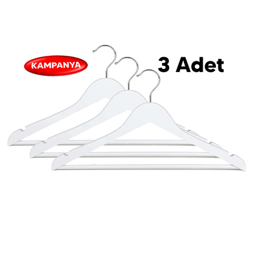 3 Adet Ahşap Görünümlü Uzun Ömürlü Askı