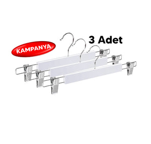 3 Adet Ahşap Pantolon & Etek Askısı