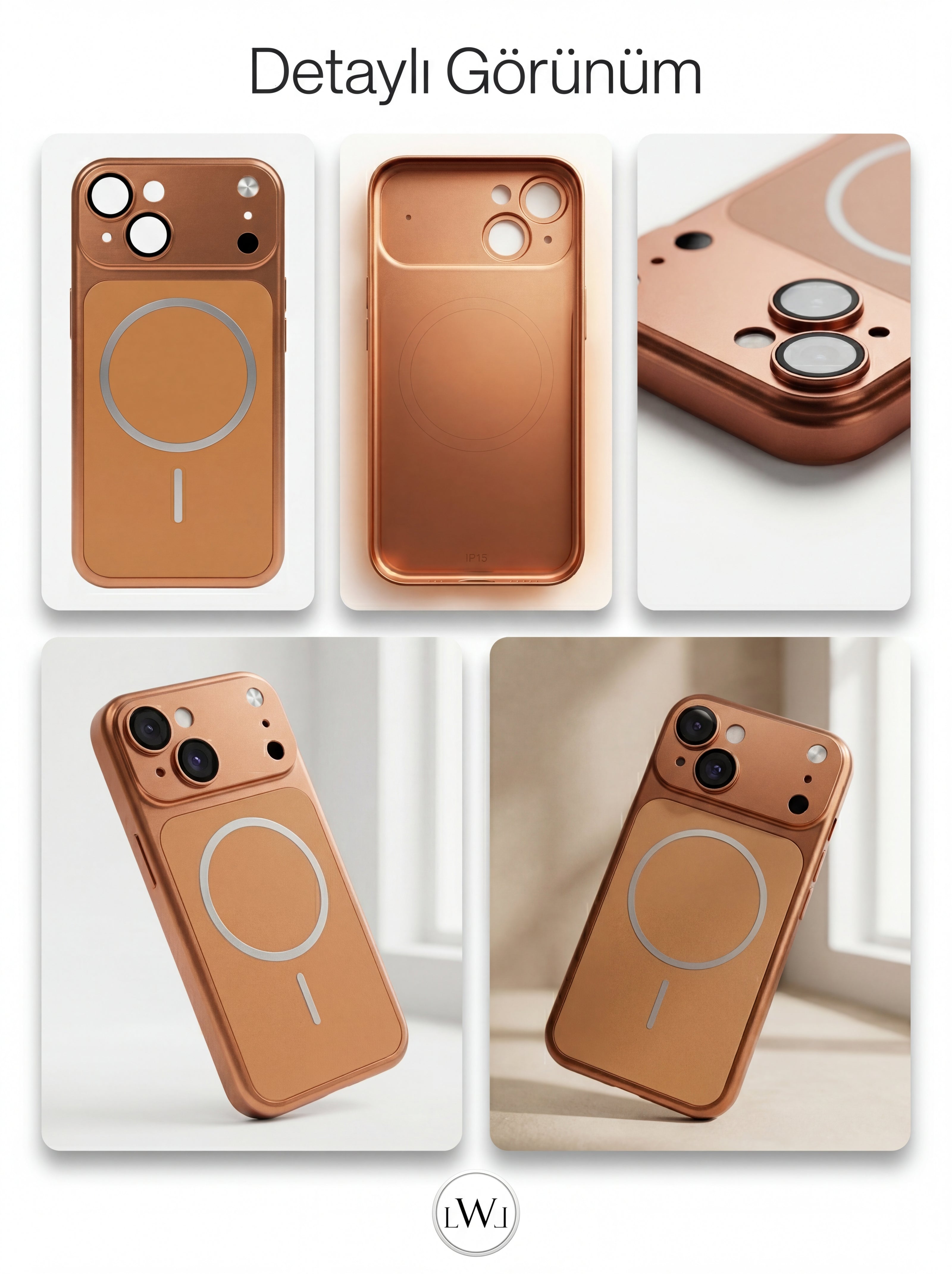 iPhone 15 Uyumlu iPhone 17 Çevirici MagSafe Kamera Lens Korumalı Cep Telefonu Kılıfı