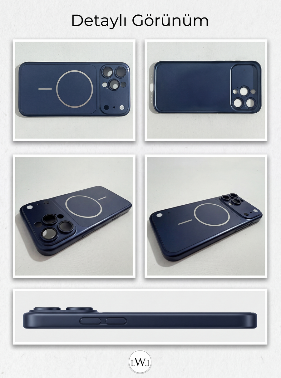 iPhone 15  Pro  Max Uyumlu 17 Pro Max Çevirici MagSafe Kamera Lens Korumalı Cep Telefonu Kılıfı