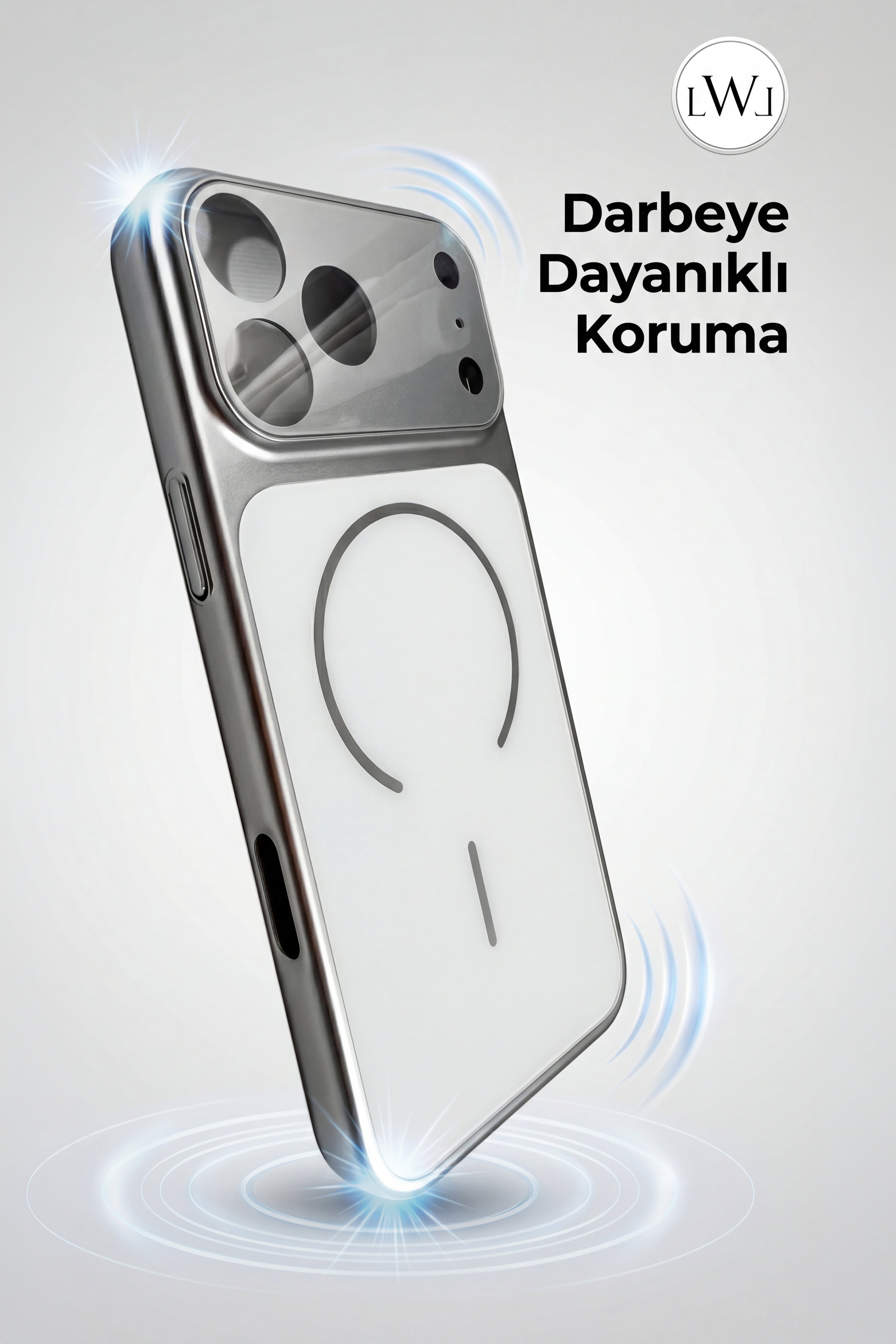 iPhone 17  Pro Max Uyumlu MagSafe Destekli Metalik Lüks Telefon Kılıfı