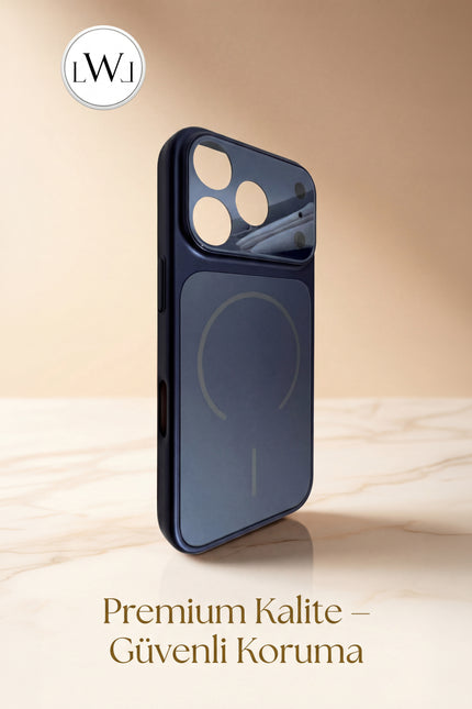 iPhone 17  Pro Uyumlu MagSafe Destekli Metalik Lüks Telefon Kılıfı
