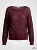 File Örgü Detaylı Modern Triko Bluz Bordo