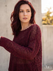File Örgü Detaylı Modern Triko Bluz Bordo