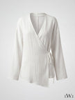 Kadın %100 Pamuklu Müslin Kimono - Yandan Bağlamalı Kruvaze(Anvelop) Bluz