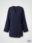 Kadın %100 Pamuklu Müslin Kimono - Yandan Bağlamalı Kruvaze(Anvelop) Bluz