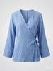 Kadın %100 Pamuklu Müslin Kimono - Yandan Bağlamalı Kruvaze(Anvelop) Bluz