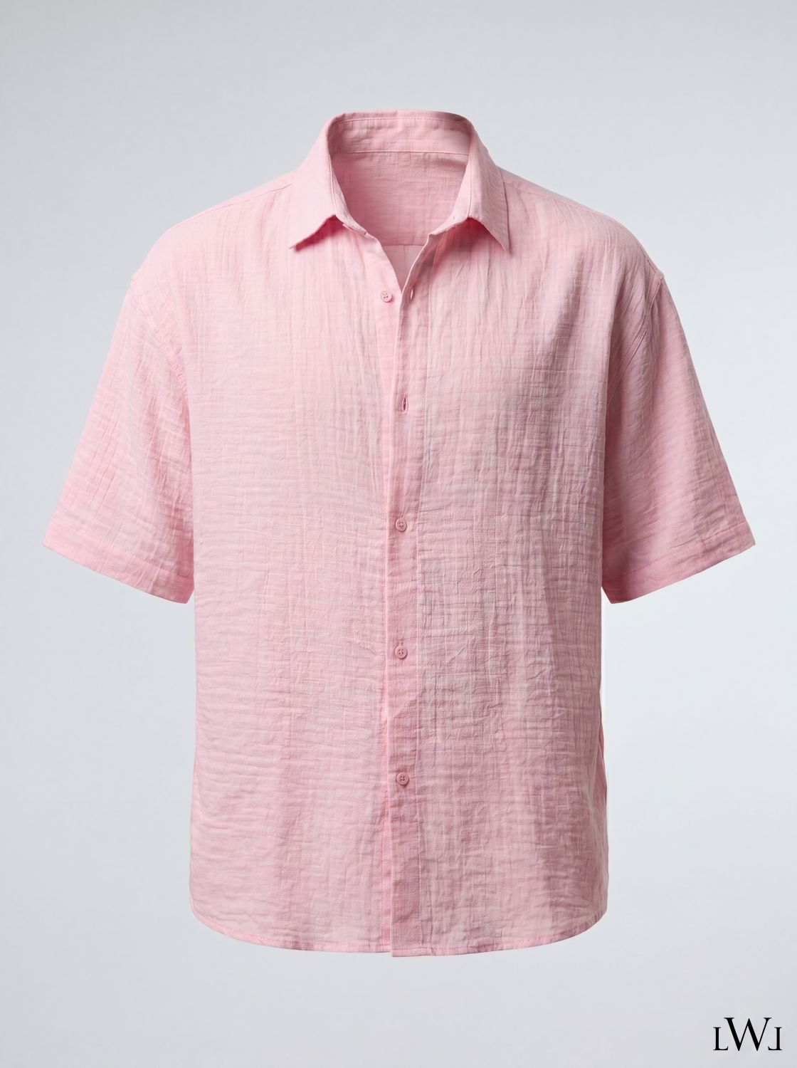 %100 Pamuk Oversize Kısa Kollu Müslin Kumaş Gömlek Pembe