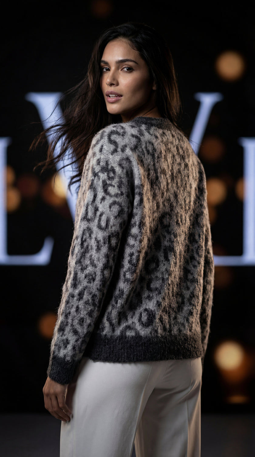Leopar Desenli Oversize Kazak