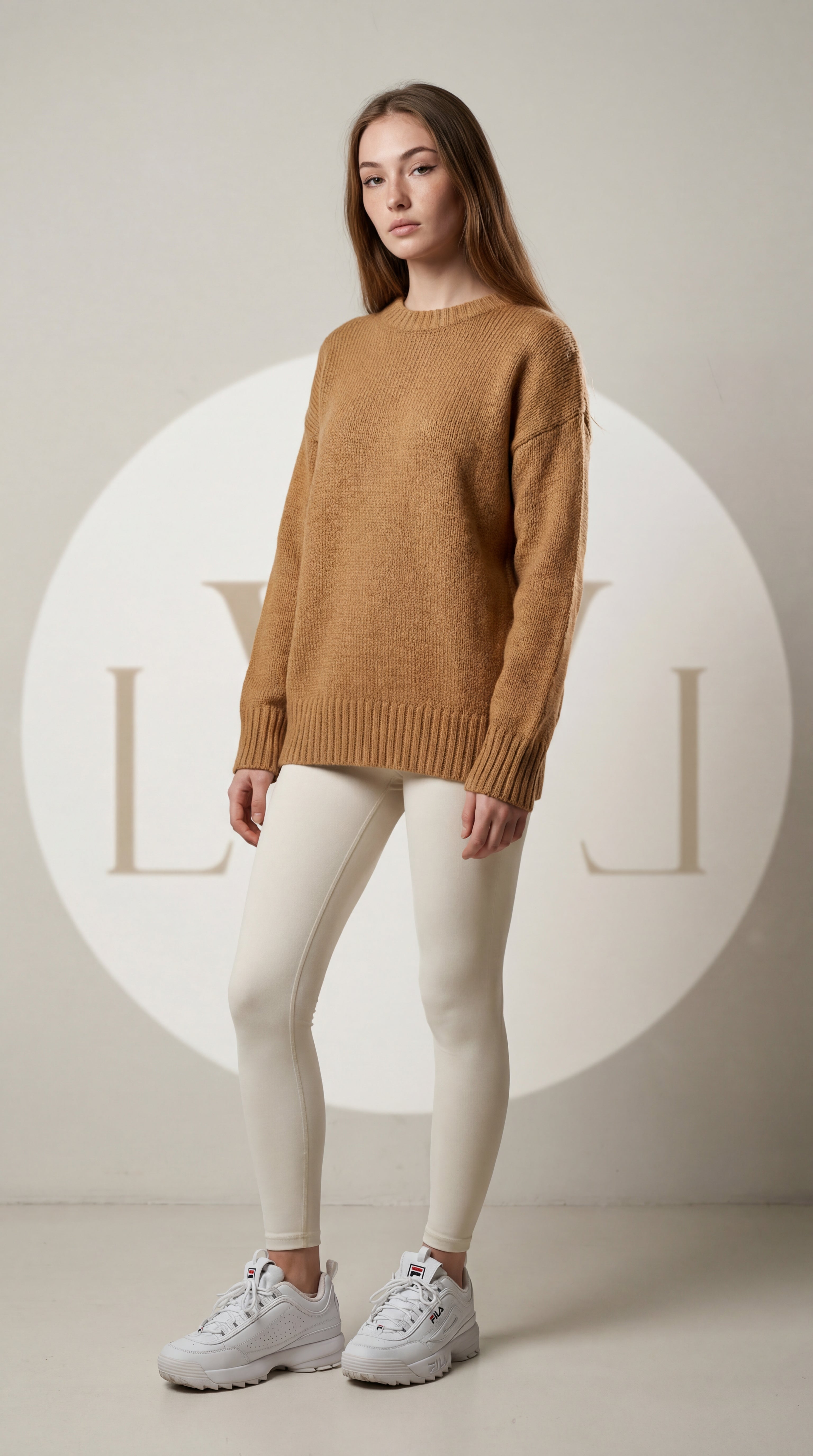 Oversize Standart Beden Basic Bej Kazak