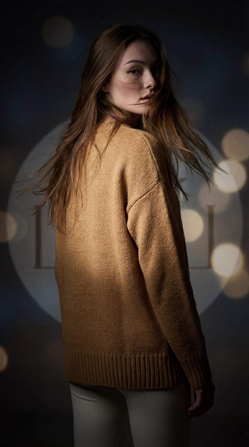 Oversize Standart Beden Basic Bej Kazak