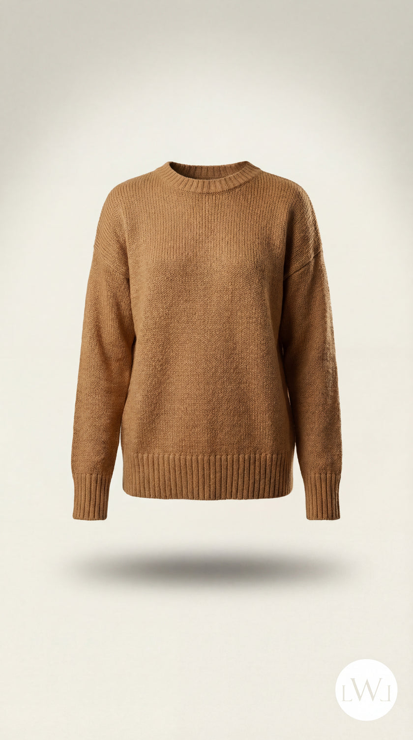 Oversize Standart Beden Basic Bej Kazak