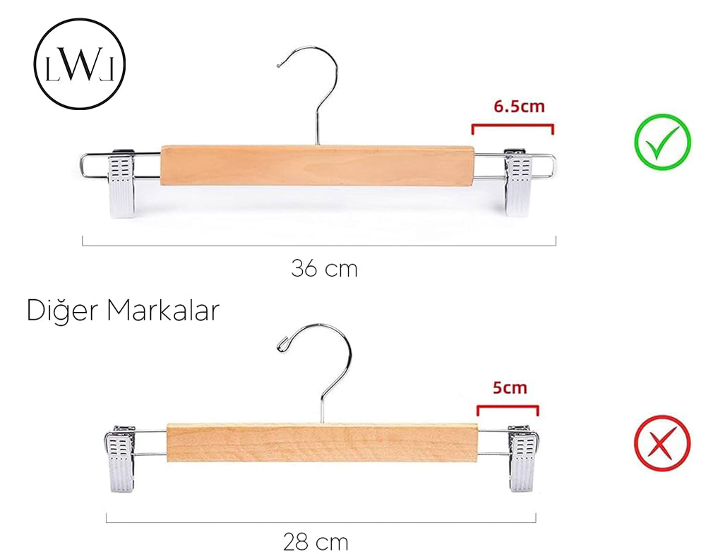5 Adet Ahşap Pantolon & Etek Askısı