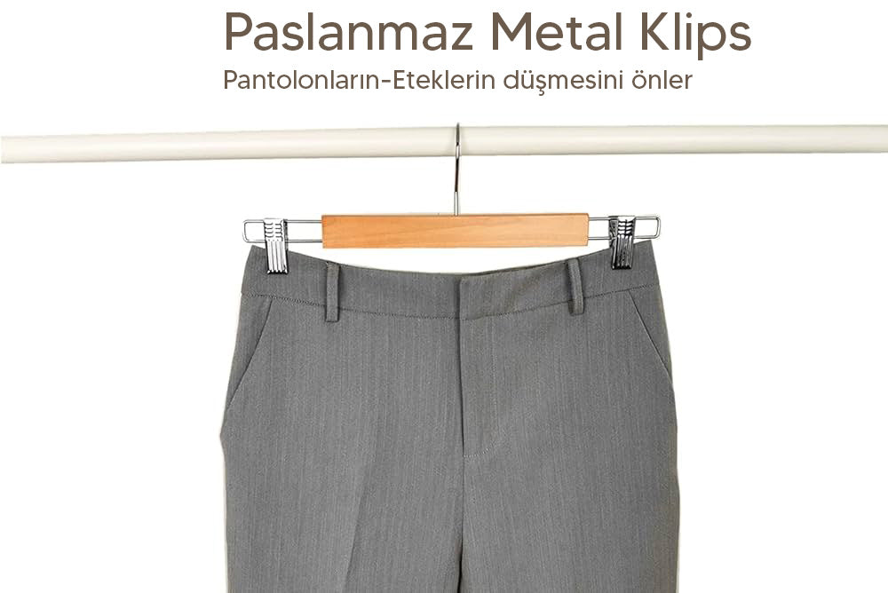 5 Adet Ahşap Pantolon & Etek Askısı