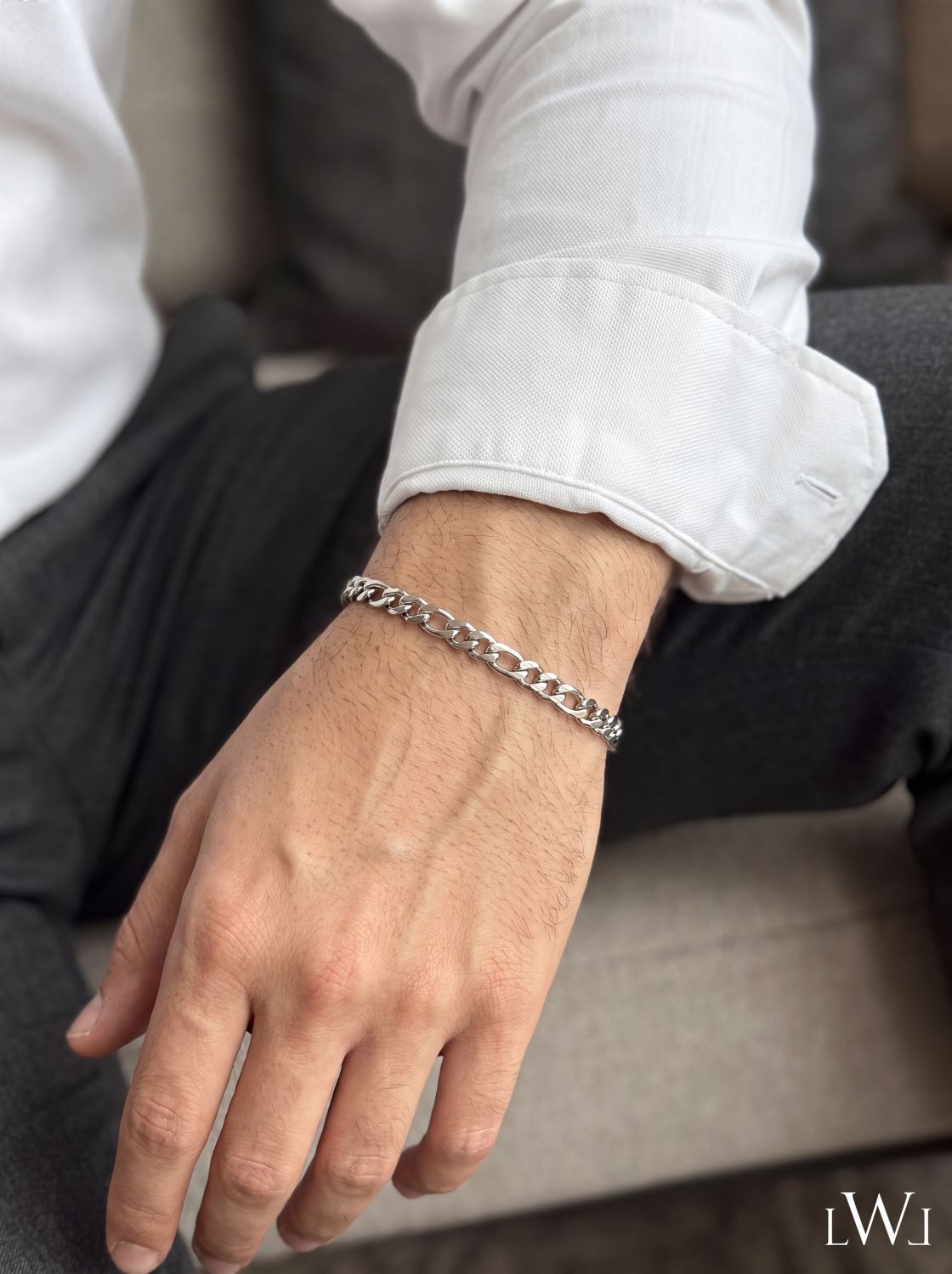 Paslanmaz Çelik Figaro Zincir Erkek Bileklik - Gümüş ve Gold Renk Seçenekli