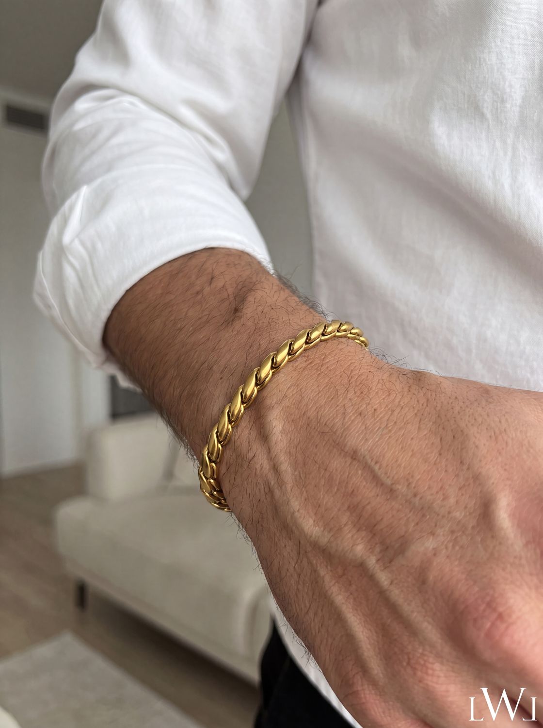 Paslanmaz Çelik Küba Zincir Erkek Bileklik - Gümüş ve Gold Renk Seçenekli