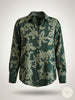 Satin Leaf Patterned Green Embossed Women's Shirt