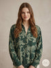 Satin Leaf Patterned Green Embossed Women's Shirt