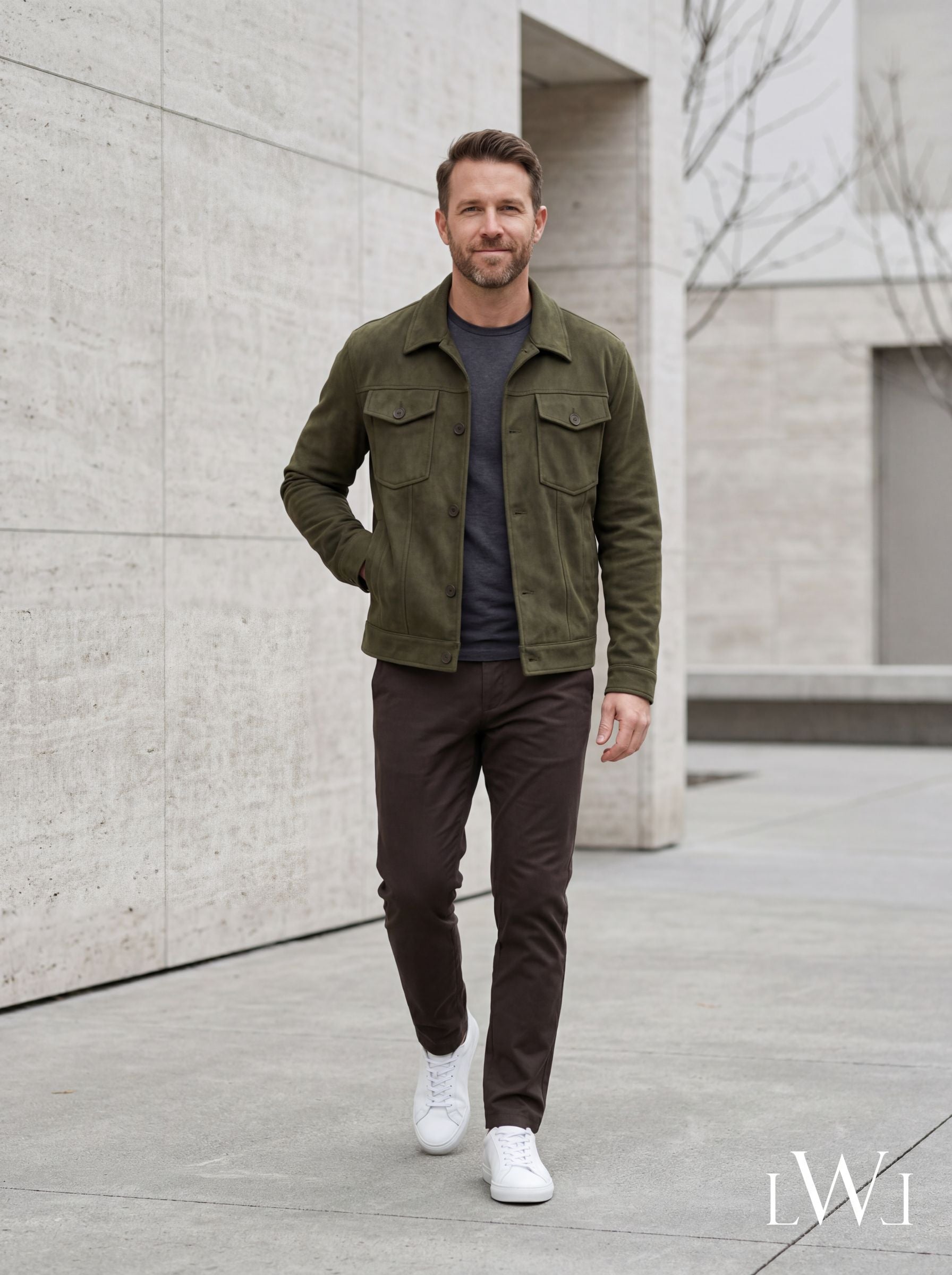 Suede Scuba Four-Pocket Regular Fit Men's Jacket