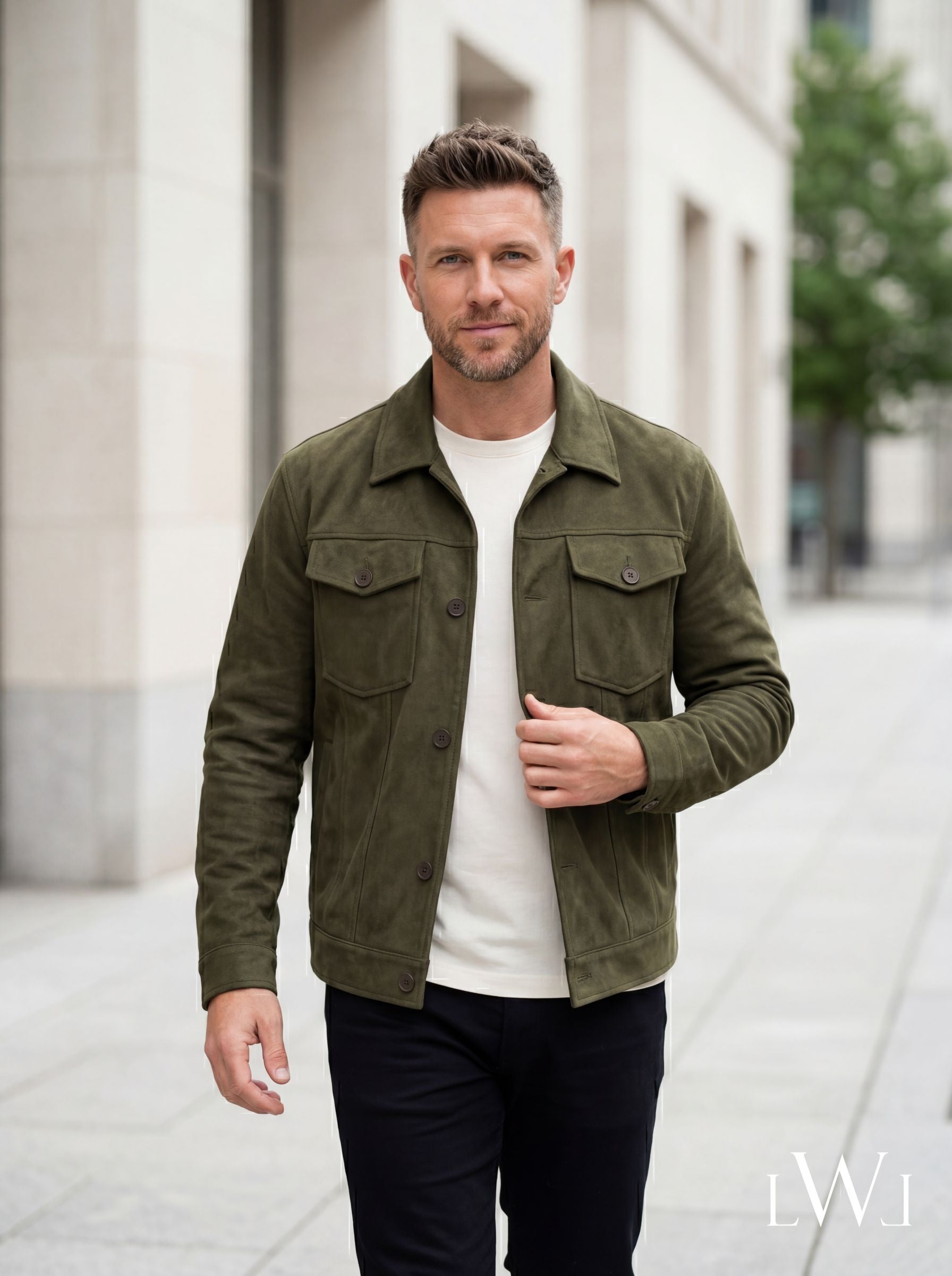 Suede Scuba Four-Pocket Regular Fit Men's Jacket