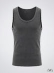 Yıkamalı Eskitmeli Tank Top Kaşkorse Atlet - Antrasit