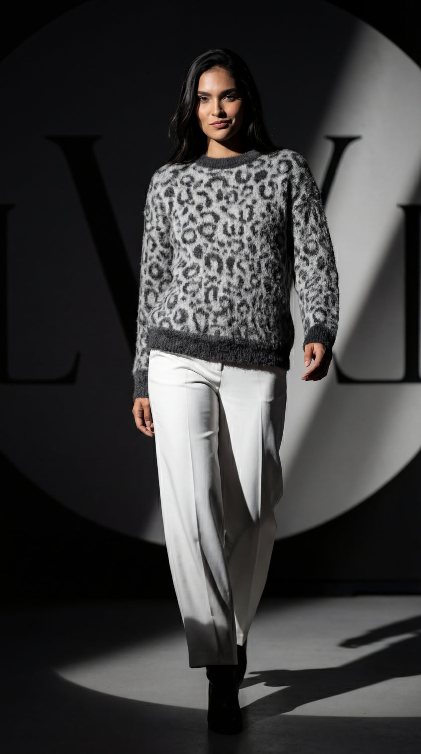 Leopar Desenli Oversize Kazak