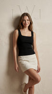 Kare Yaka Fitilli Triko Atlet/Body Siyah
