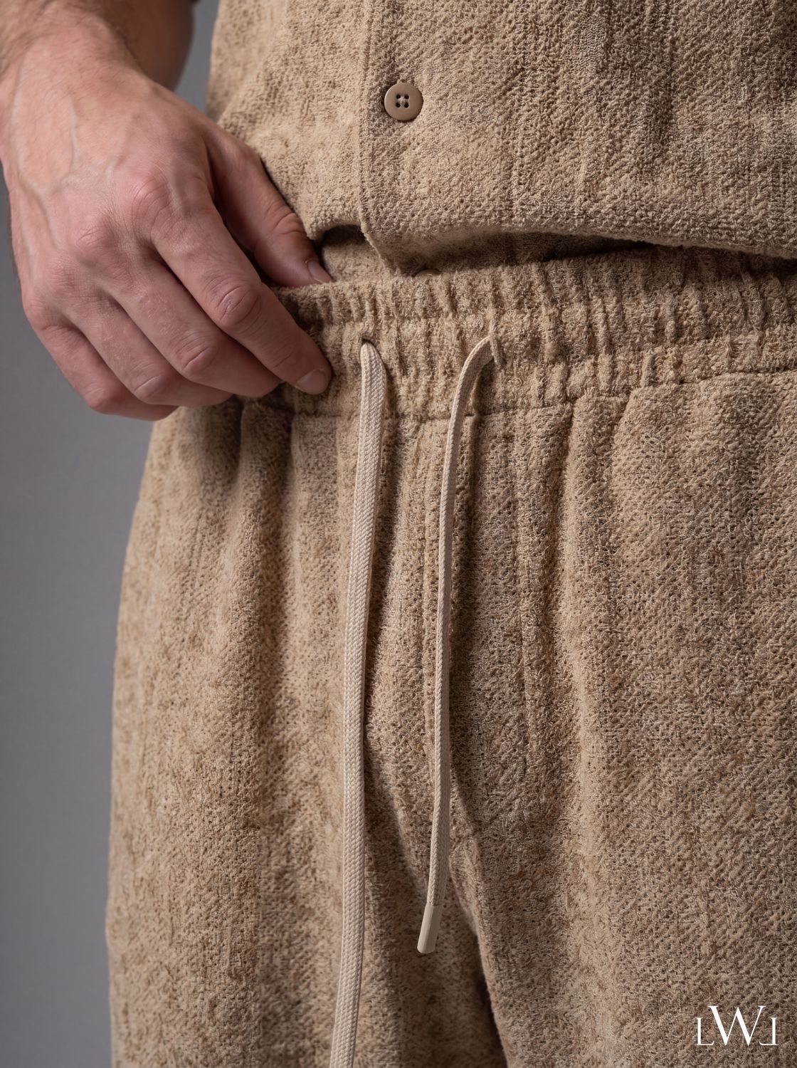 Erkek Dokulu Örme Jogger Pantolon - Beli Lastikli Düz Paça Rahat Kesim