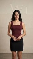 Kare Yaka Fitilli Triko Atlet/Body Bordo